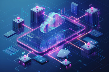 Wall Mural - online, cloud storage, contact, computing, tablet, phone home devices with online. linking computer 