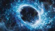 Interstellar Wormhole with Electric Blue Energy on Space Background