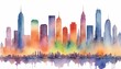 Vibrant Watercolor Illustration Of A Bustling City Upscaled 3