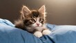 Cozy Catnap: Sweet Kitten Lounging and Resting in Bed
