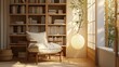 Cozy Japandi Reading Nook Reading corner with a low 