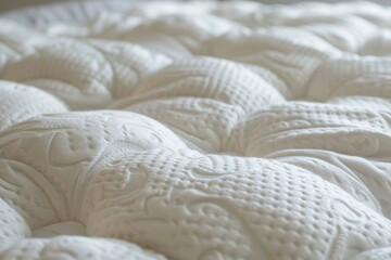 Sticker - A close up of a white mattress with a patterned design