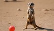 A Meerkat Standing On Its Hind Legs Playing With Upscaled 4