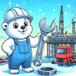 A blank letterhead of a postcard with an image of a polar bear-an oilman, an installer, a builder.