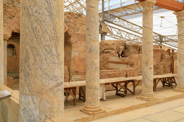 Wall Mural - Archaeological excavations in the city of Ephesus. Background with selective focus and copy space