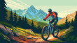 Extreme sport mountain biking illustration vector 