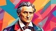 Carl Friedrich gauss portrait colorful geometric shapes background. Digital painting. Vector illustration from Generative AI