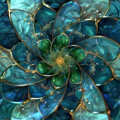 Aufkleber - A close-up view capturing the intricate details of a vibrant blue and green flower in full bloom
