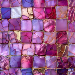 Fototapete - Intricate mosaic tiles create a mesmerizing display of colors and patterns in this close-up view of a vibrant wall