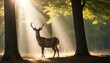 A Deer With Sunlight Filtering Through The Trees Upscaled 2