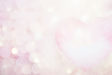 Canvas Print - pink hearts and white bokeh background, the colors blending and swirling together in a soft and dreamy pattern