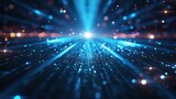 Fototapeta  - an abstract image of blue lights and an area of space, in the style of glittery and shiny, dotted, spectacular backdrops, sunrays shine upon it, virtual and augmented reality