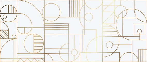 Wall Mural - luxury geometric gold line art and art deco background vector. abstract geometric frame and elegant 