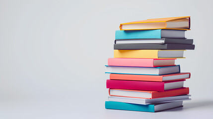 A stack of colorful notebooks on top of each other. The books are of different colors and sizes. Concept of organization and creativity, as the books are arranged in a visually appealing manner