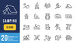 © Angger Dwi - Set of Travel Outdoor Related Vector Line Icons. Contains such Icons as Campfire, Hiking, Camp Trailer and more. Editable Stroke.