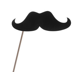 Wall Mural - Fake paper mustache on stick against white background