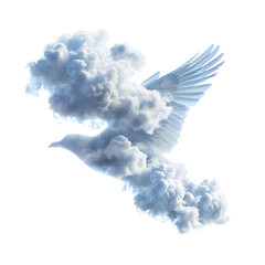 Cloud shaped like a bird, transparent background, isolated image, generative AI