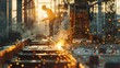 © Jeerawut - A worker cutting steel with a steel cutting machine sparked at a construction site