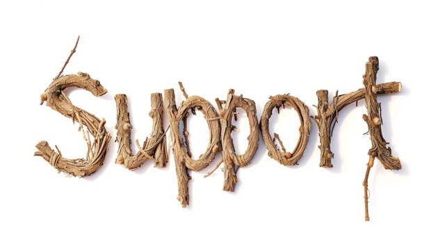 The Word Support created in Oak Twig Letters.
