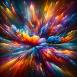 Fototapeta Perspektywa 3d - Colors abstract cosmic vibrant swirl abstract colorful spectacle with a blend of hues. An abstract colorful blend resembling a galaxy. Vibrant color explosion resembling a cosmic event.