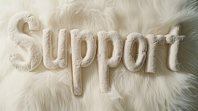 White Fur Support concept creative horizontal art poster.