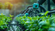 watering plant modern farm garden with robotic arm