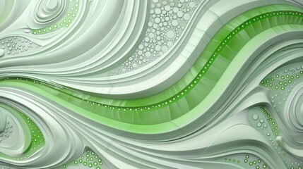 Wall Mural - A fresh bright decorative flourish in white and green, with plenty of pattern and texture