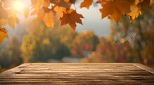 The Empty Wooden Table Top With Blur Background Of Autumns.mp4, The Empty Wooden Table Top With Blur Background Of Autum