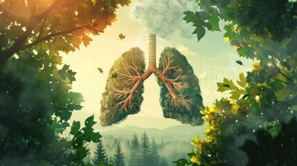 A pair of lungs illustrated by trees, emphasizing the importance of clean air for respiratory health