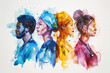 Colorful watercolor painting of a group of medical professionals