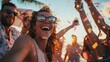 © SayLi - photo of people dancing on a outdoors concert party. having fun together. wallpaper background
