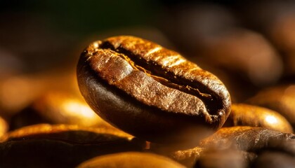  extreme macro photo of a coffee bean with dramatic shadow