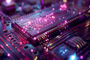 Wall Mural - the concept of light being dramatically slowed down on a microchip.