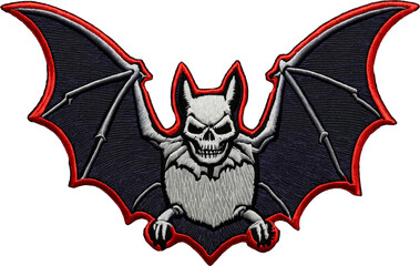 halloween bat embroidered patch badge isolated on transparent background.generative ai