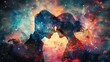 © hisilly - Souls United: Cosmic Love of Man and Woman Silhouettes in Esoteric & Spiritual Life Concept with Generative AI