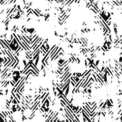 Wall Mural - Seamless pattern, rough vector background, black and white	