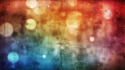 Fototapete - Retro film photography effect Grunge texture frame Dusted Holographic Abstract Multicolored Vintage Retro Looking Backgound Photo Rainbow Light Leaks Prism Colors Blurred city lights b : Generative AI