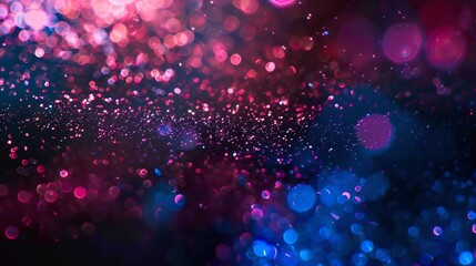 Aufkleber - Color bokeh light Defocused glow overlay Blur pink blue red neon glow flecks soft texture on dark black abstract background with free space : Generative AI