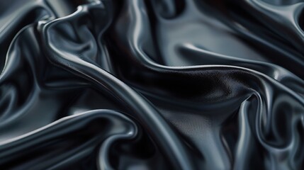 Aufkleber - Black gray satin dark fabric texture luxurious shiny that is abstract silk cloth background with patterns soft waves blur beautiful : Generative AI