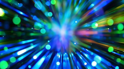 Aufkleber - Blur neon rays Color light overlay Futuristic decoration filter Defocused blue green soft glow beam abstract copy space background : Generative AI