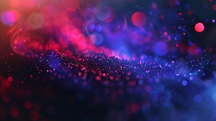 Aufkleber - Blur neon background Color glow Light flare Bokeh sparks texture Defocused blue red purple flecks rays on dark abstract overlay : Generative AI