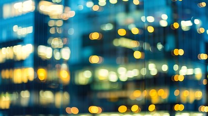 Poster - Night blurred bokeh light city office building abstract background : Generative AI