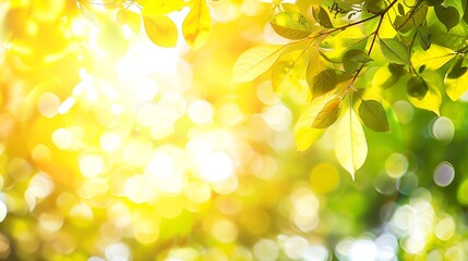 Aufkleber - sunlight through leaves on tree image blur bokeh background Background yellow blur beautiful is the bokeh effect nature color autumn time fall  season : Generative AI