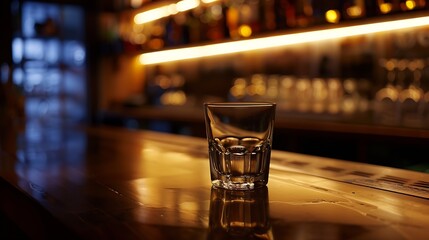 Poster - dark brown top of bar and free space for your glass : Generative AI