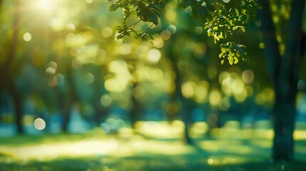 Aufkleber - Blur park with nature green : Generative AI