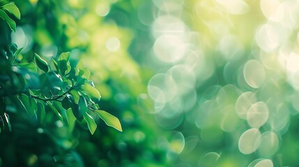 Aufkleber - green blurred nature background image : Generative AI