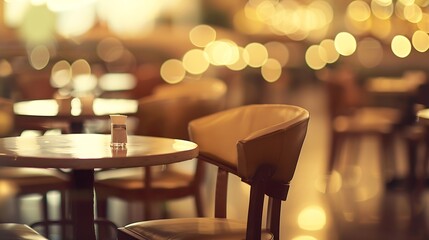 Blurred bokeh of the dining tables and chairs in vintage style image : Generative AI