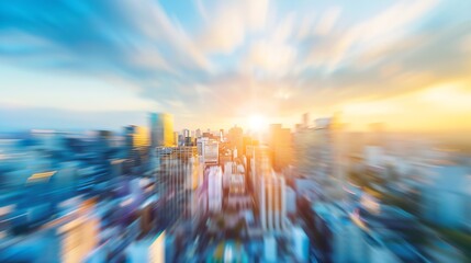 Poster - Life style concept Abstract blur city sunrise background : Generative AI