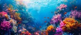 Fototapeta Do akwarium - Underwater coral reef, vibrant marine life, detailed texture