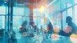 © Generative AI - Blur office meeting blurred background with business people working group in boardroom discussion for teamwork brainstorming executive seminar or professional training in small startup : Generative AI